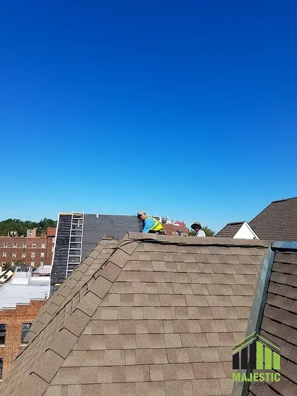 Roof crew at work in Hillside, New Jersey